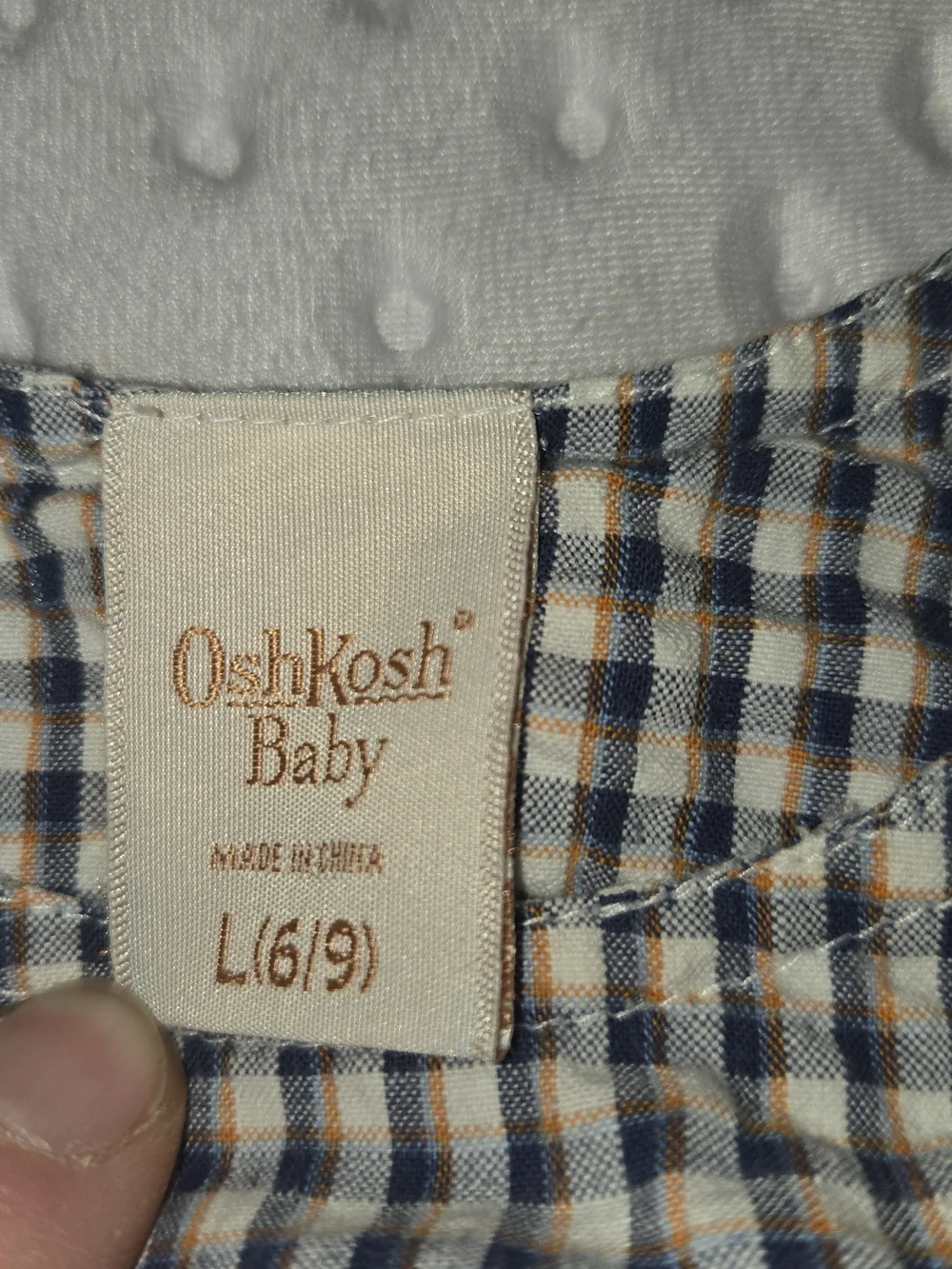 OshKosh B'gosh Navy Cream Gingham Onepiece with Embroidered Rocket Seersucker